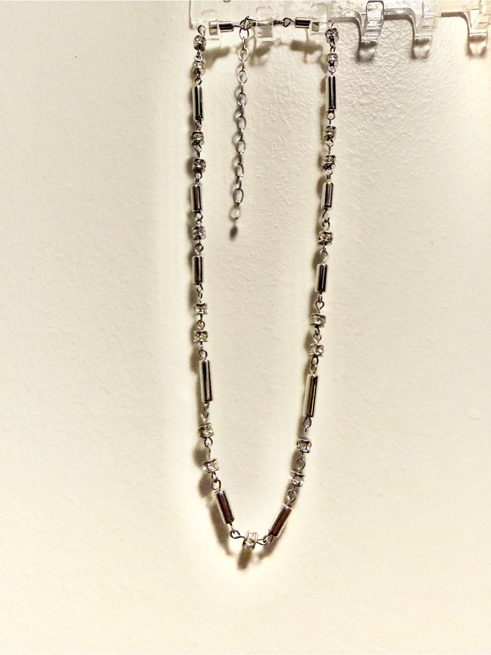 Delicate Silver Beaded Tube Necklace